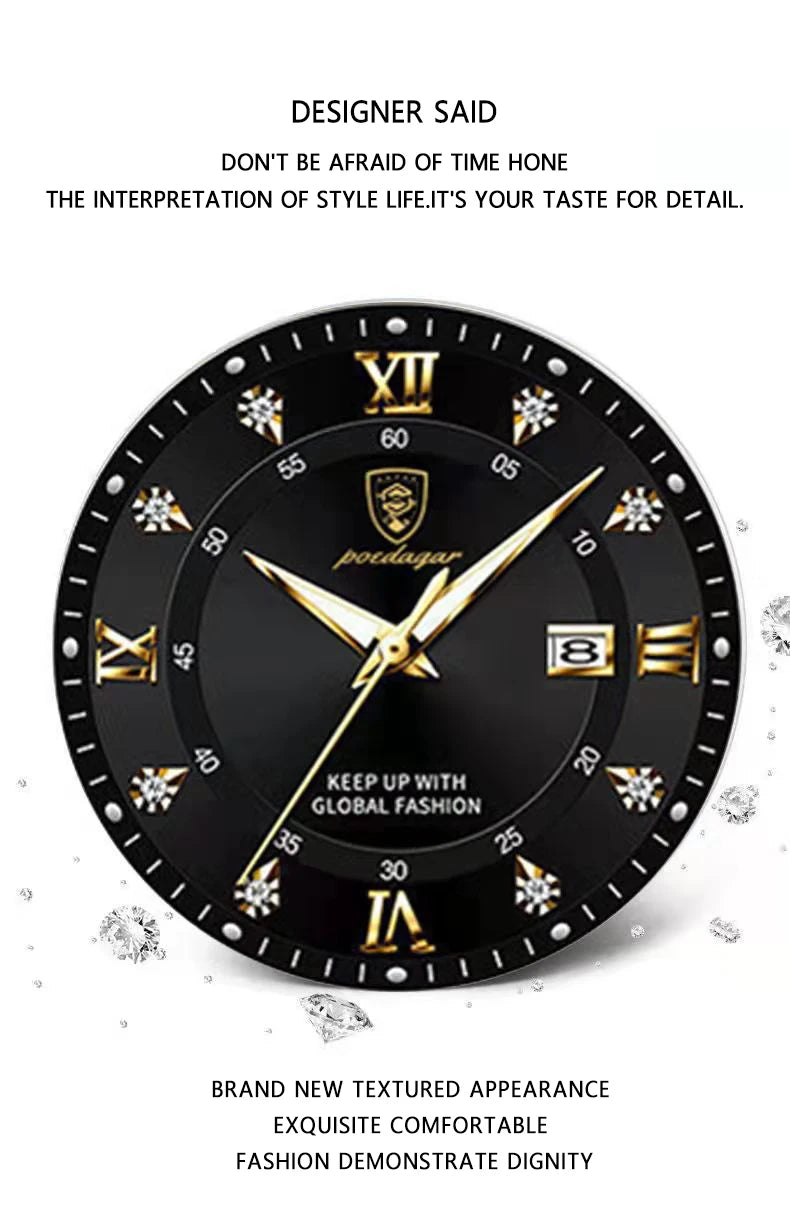 Montre Quartz Femme Luxe Acier Inoxydable Chiffres Romains Lumineuse | MDN Store 25