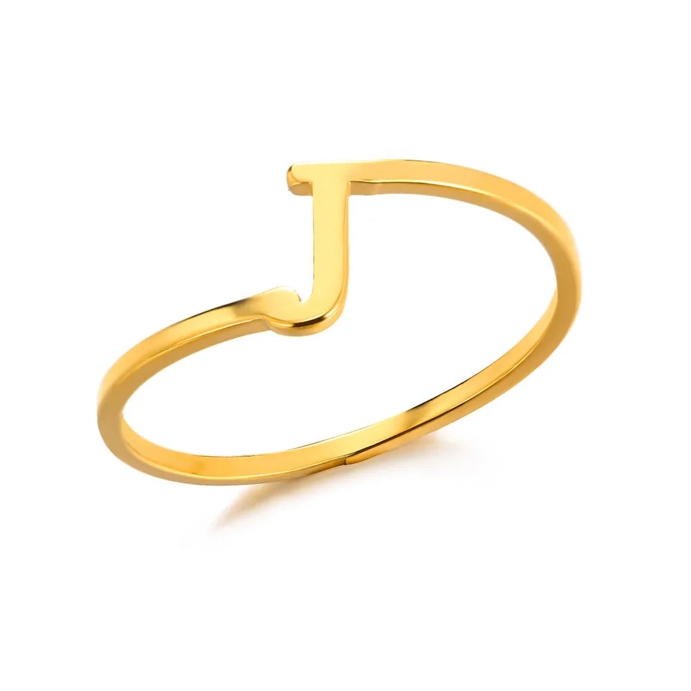 Bague Initiale Lettre A-Z Acier Doré | MDN Store