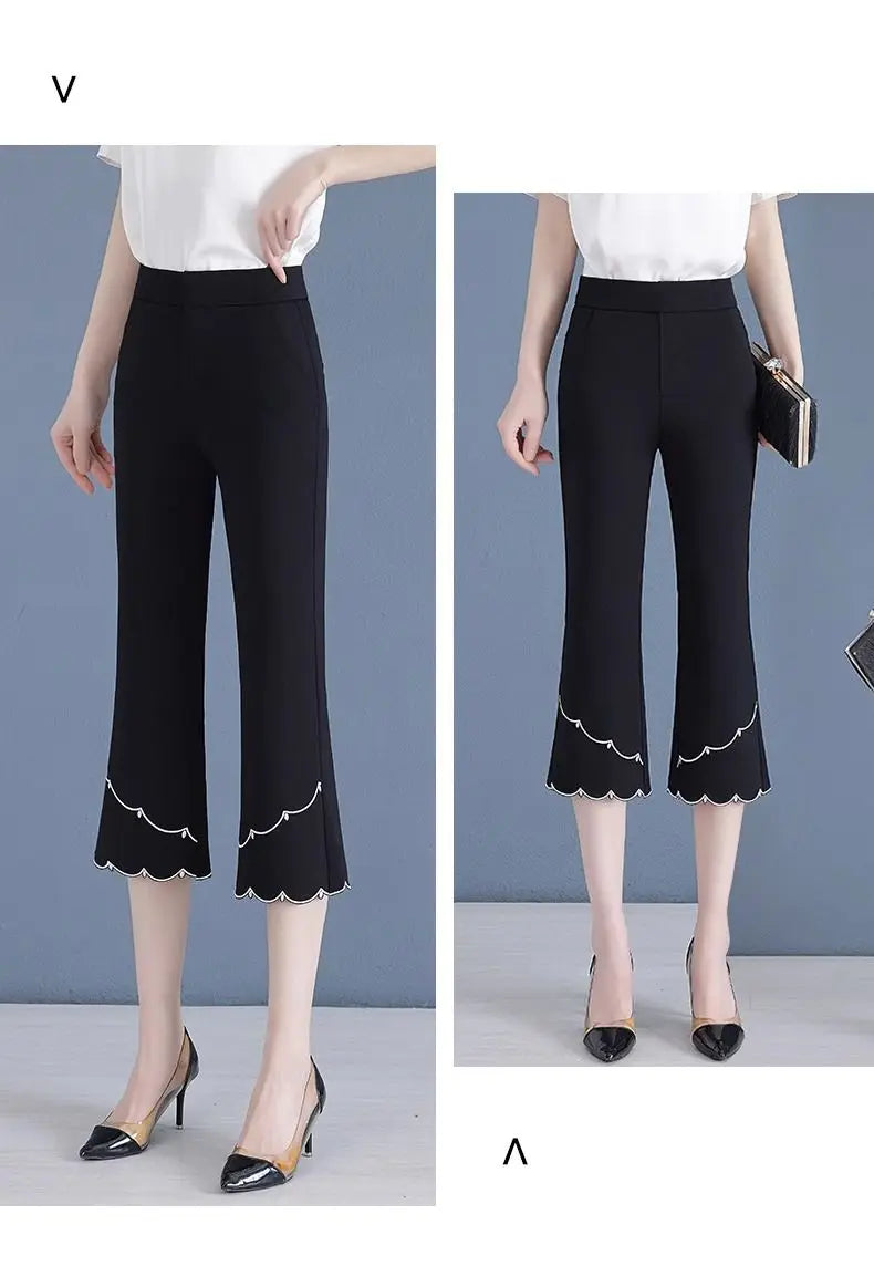 Pantalon Soie Glacée Évasé Taille Haute | MDN Store