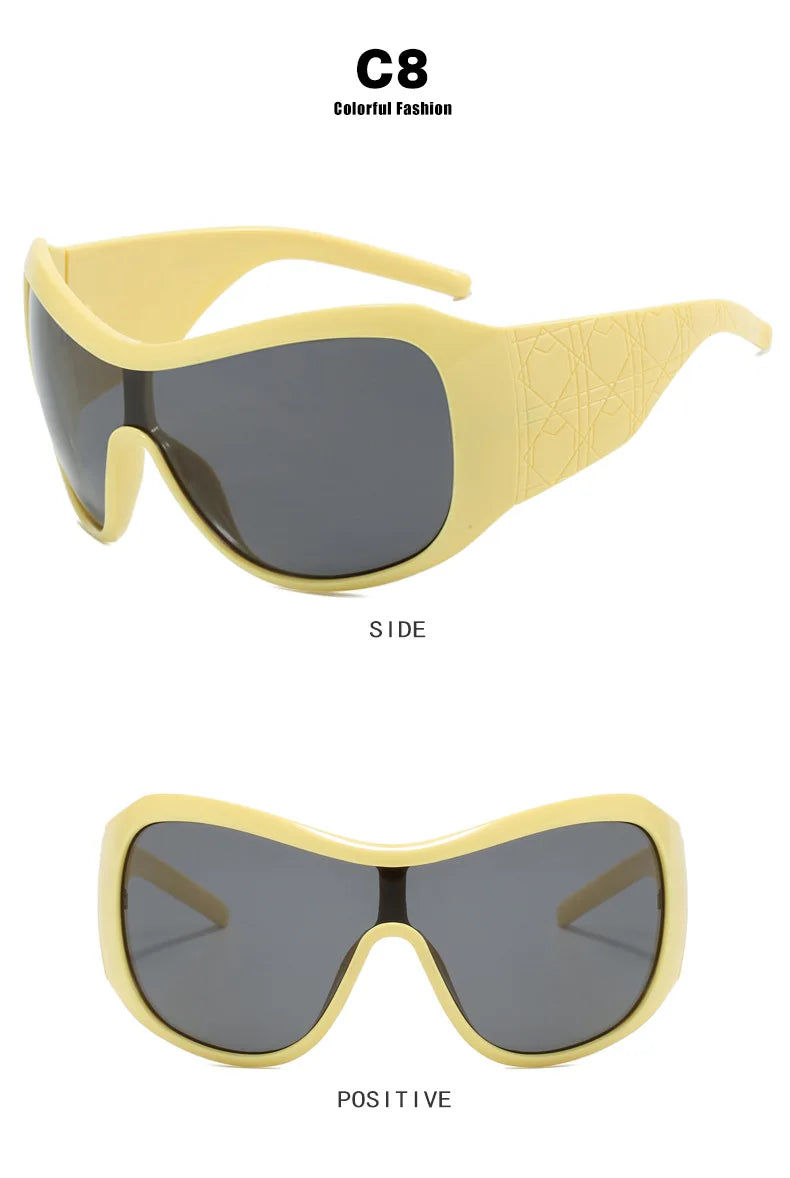 Lunettes de Soleil Y2K Oversize Monobloc UV400 - Femme | MDN