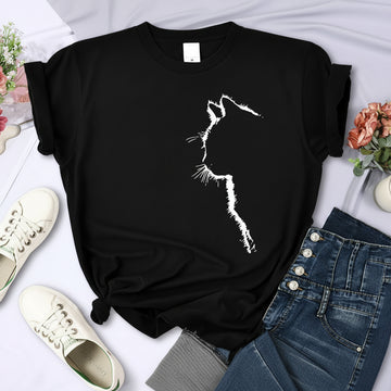 T-Chemise Chat Imprimé Femme Col Rond | MDN Store