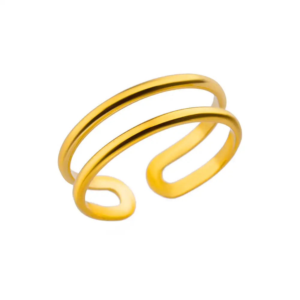 Bague Géométrique Acier Doré Ajustable | MDN Store