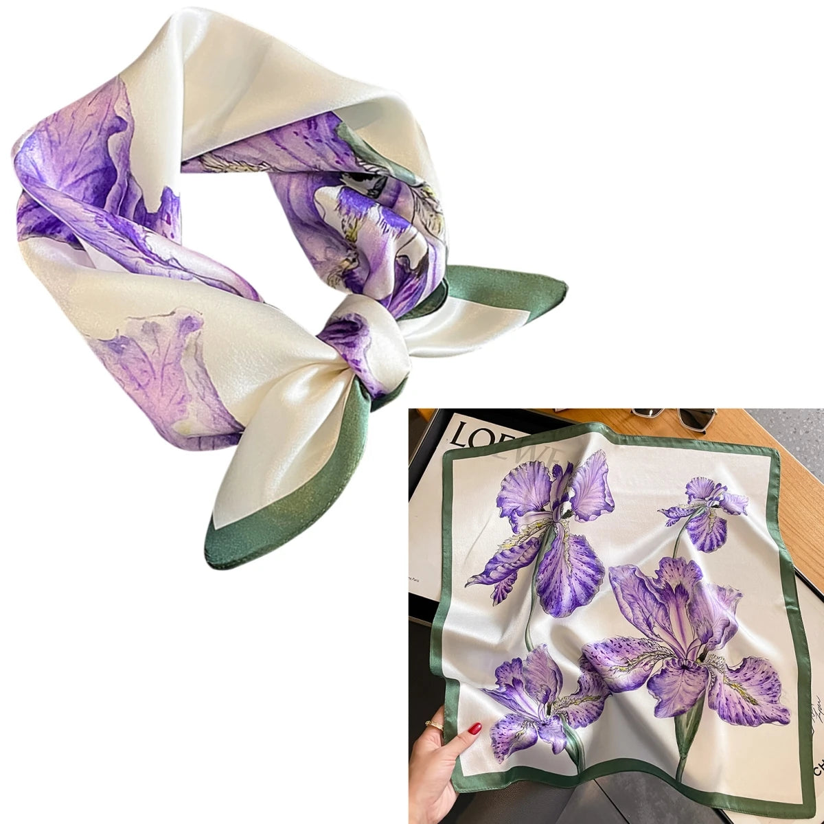 Foulard Carré Soie Mûrier 100% Floral 53cm Femme | MDN Store