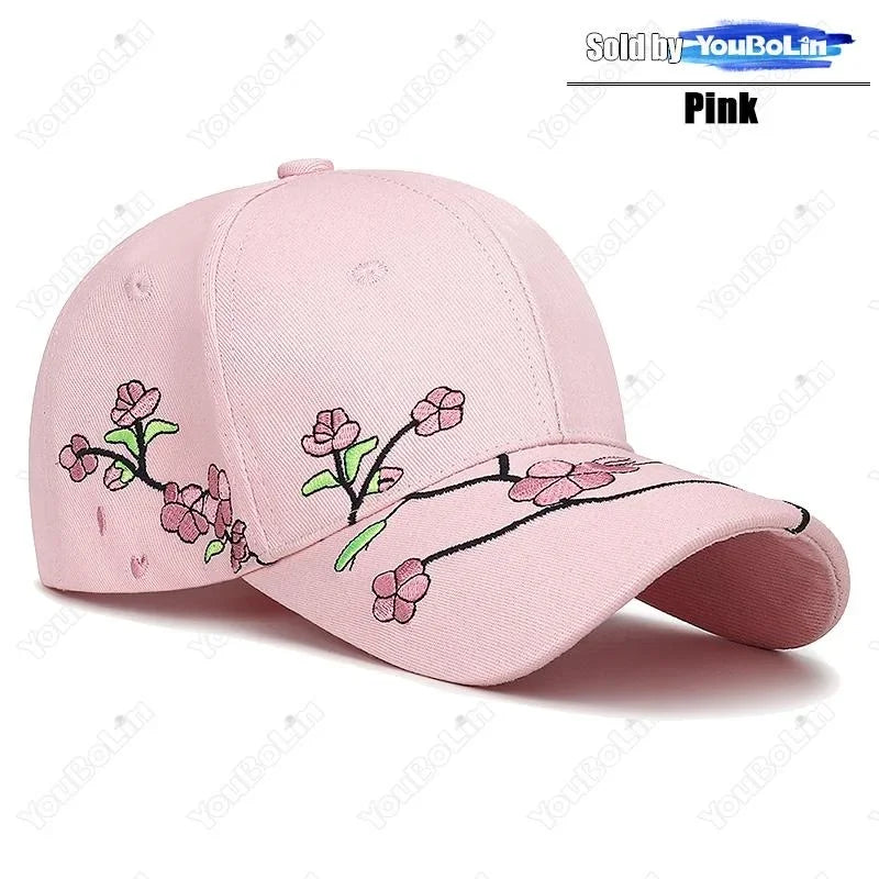 Casquette Bec de Canard Broderie Fleur de Prunier Femme Reglable | MDN Store 25