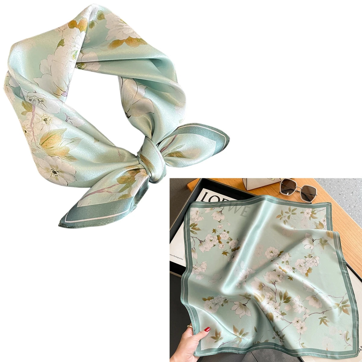Foulard Carré Soie Mûrier 100% Floral 53cm Femme | MDN Store