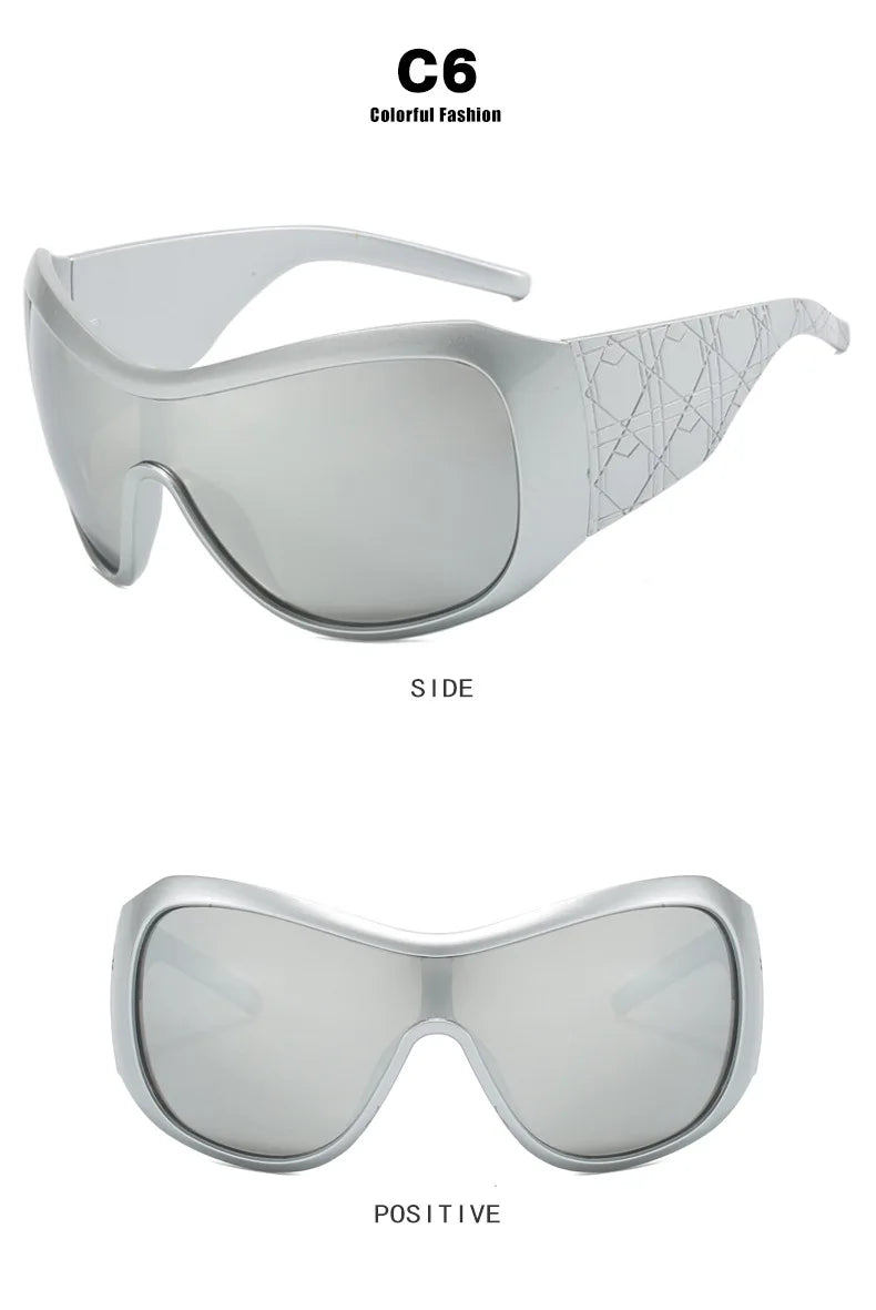 Lunettes de Soleil Y2K Oversize Monobloc UV400 - Femme | MDN