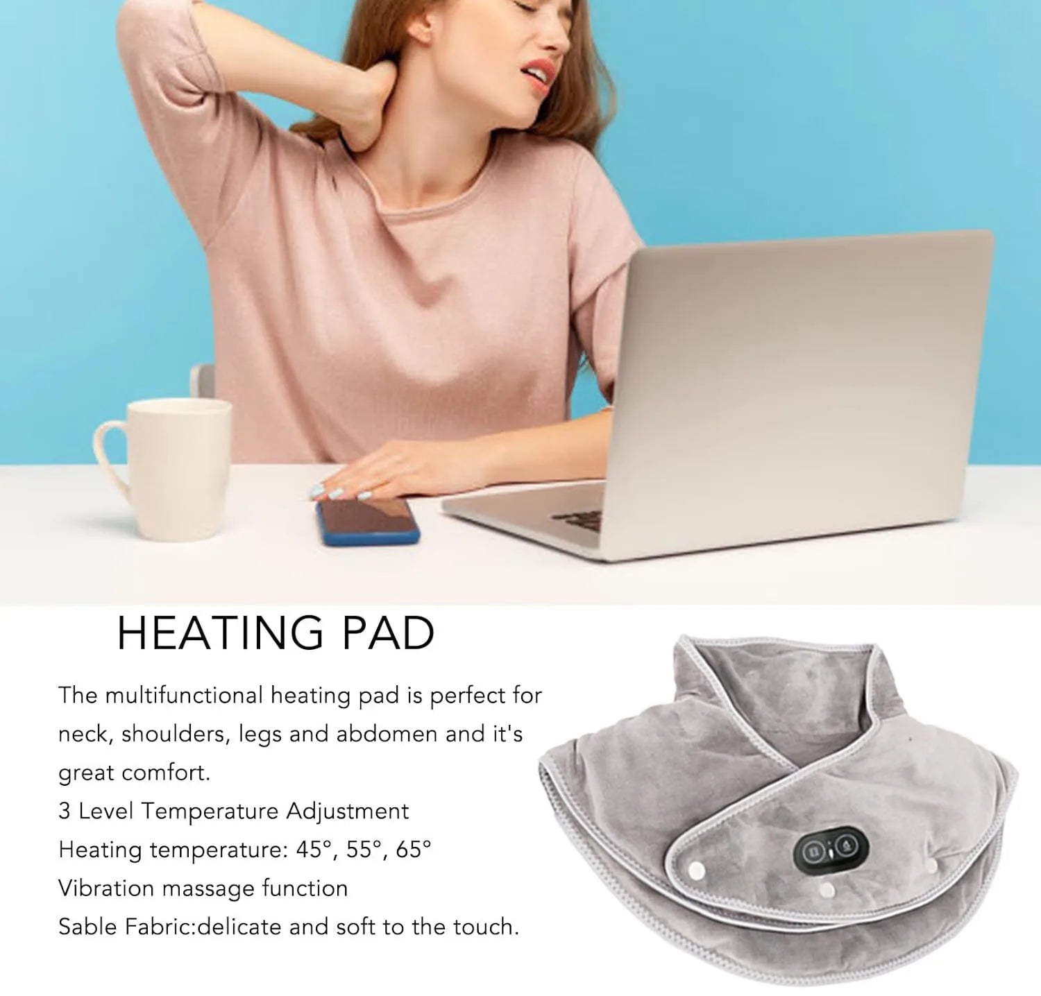 Coussin Chauffant Cou Epaules Electrique USB 3 Temperatures | MDN Store 25