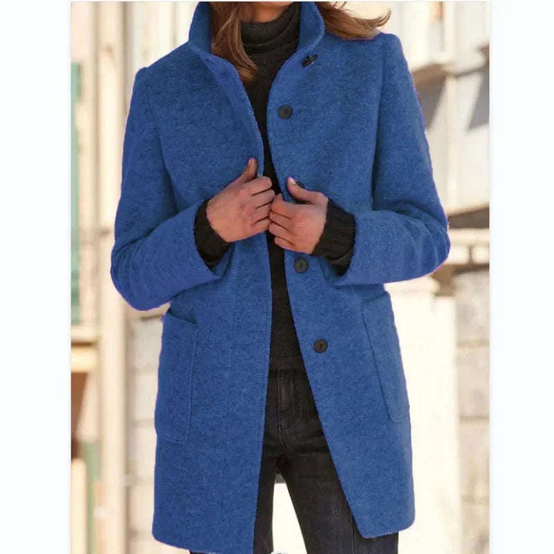 Manteau Femme Tweed Col Montant Vintage - Long Cardigan Automne Hiver | MDN Store