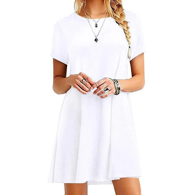 Robe T-Chemise Imprimee Vintage Col Rond Manches Courtes | MDN Store