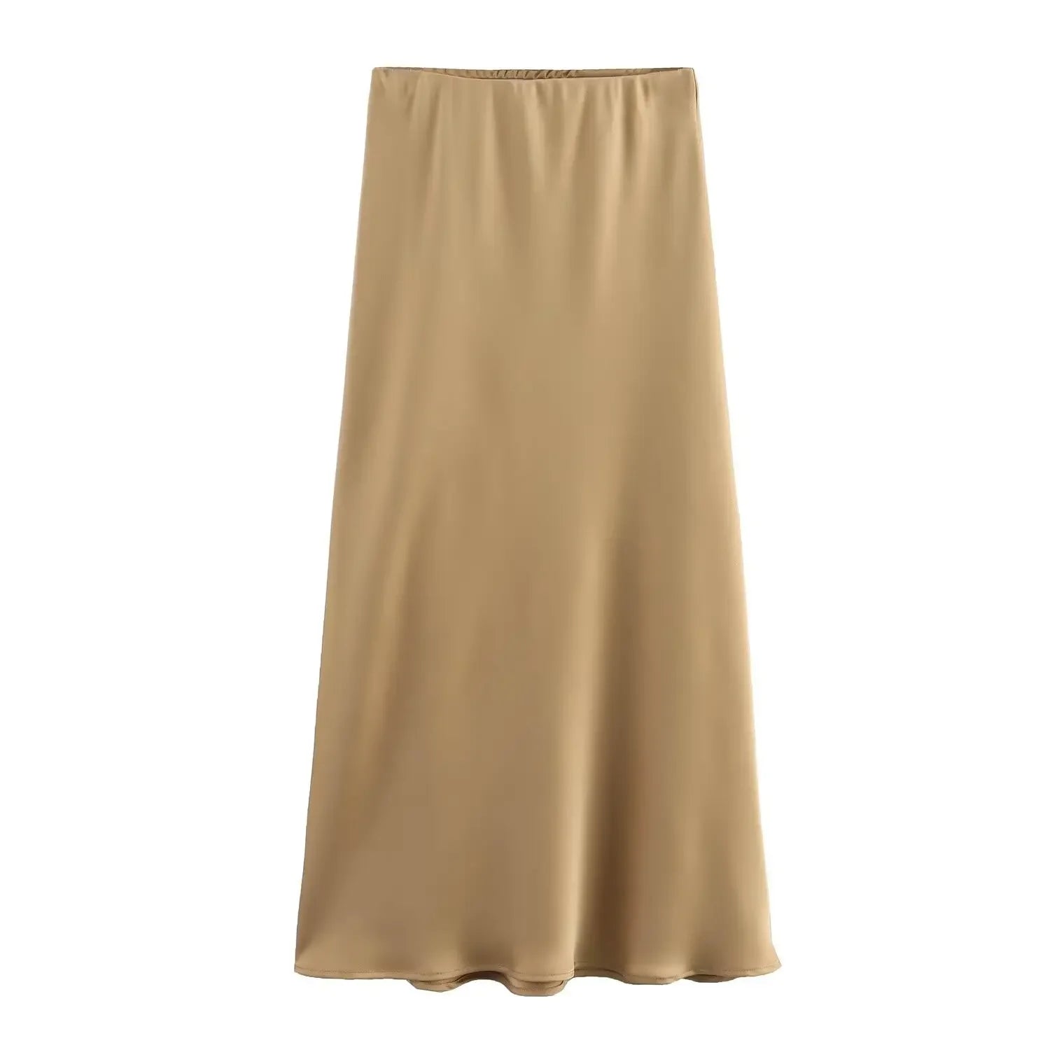 Jupe Longue Satin Femme Taille Haute Elegante Noire | - MDN Store 25