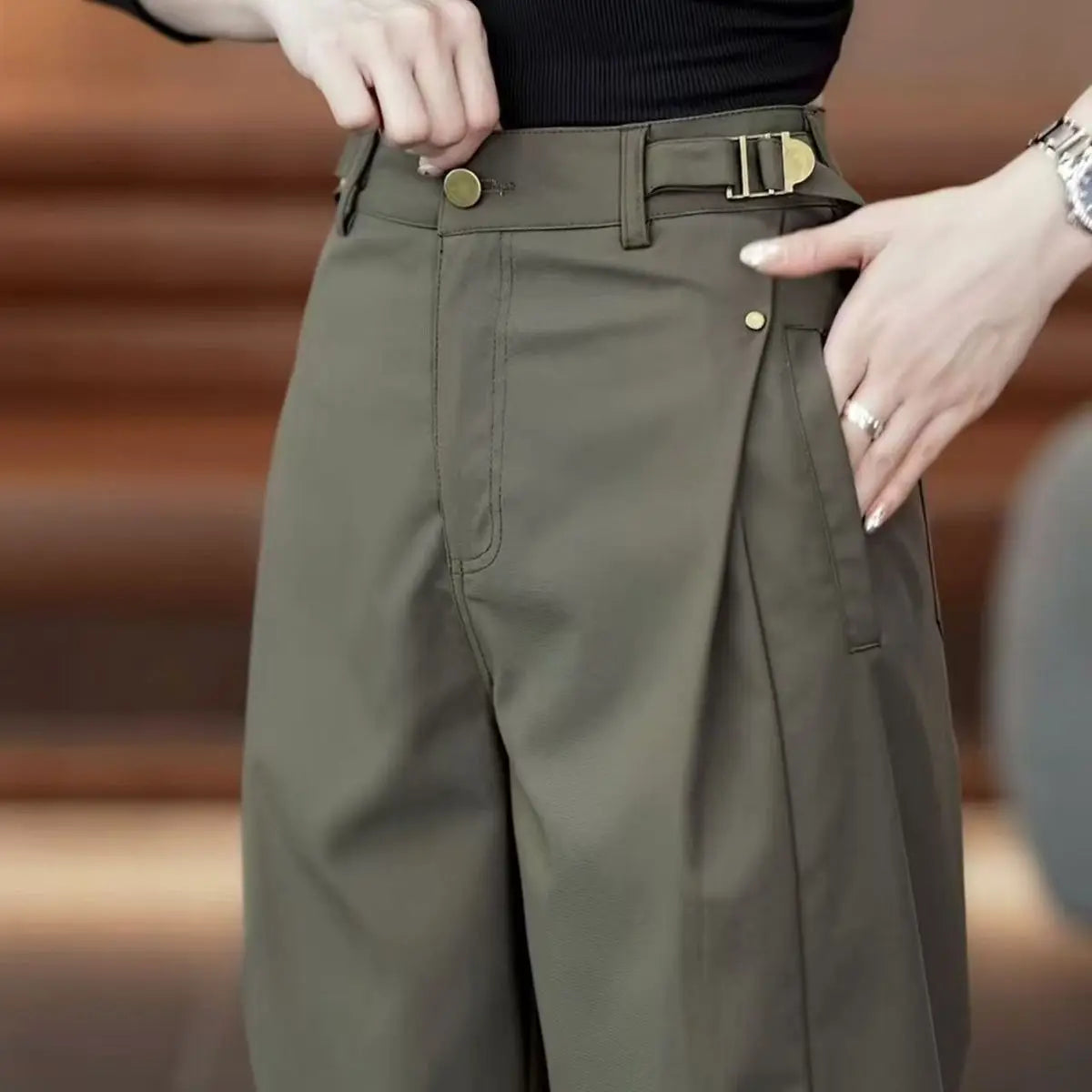 pantalon-large-vert-armee-pour-femme-nouvelle-coll - MDN Store 25