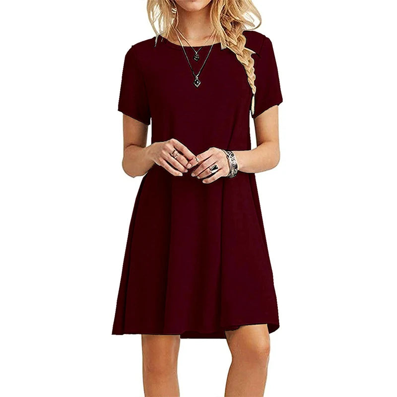 Robe T-Chemise Imprimee Vintage Col Rond Manches Courtes | MDN Store