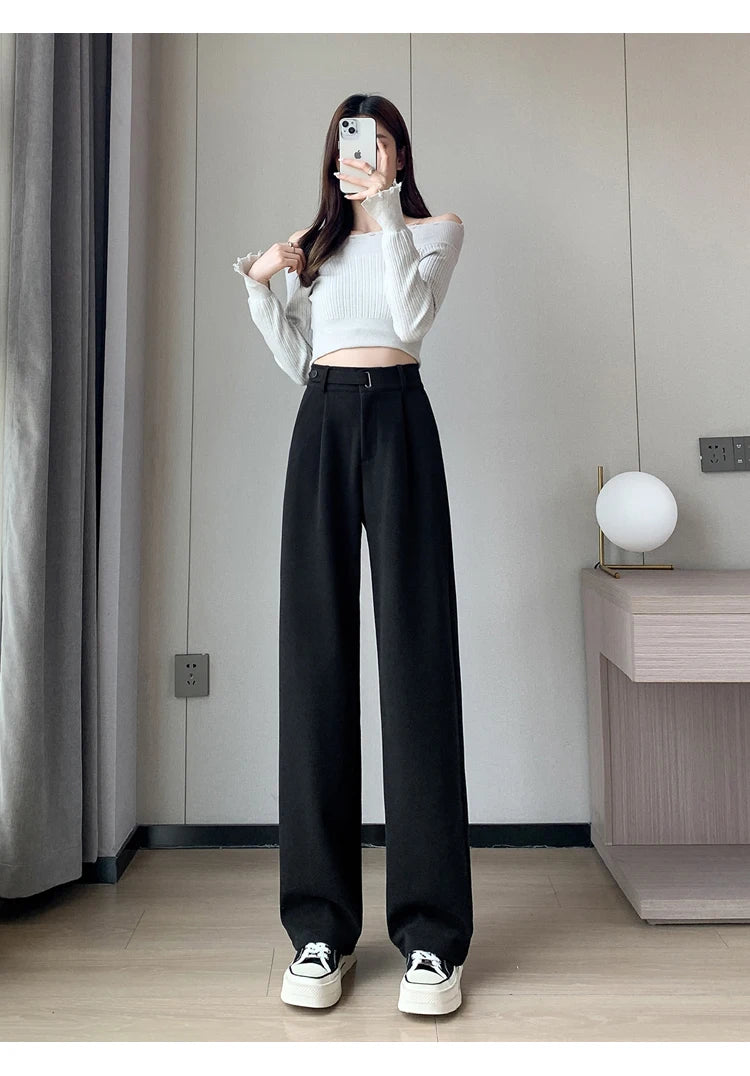 Pantalon Laine Large Femme Boutons Milk Tea | MDN Store