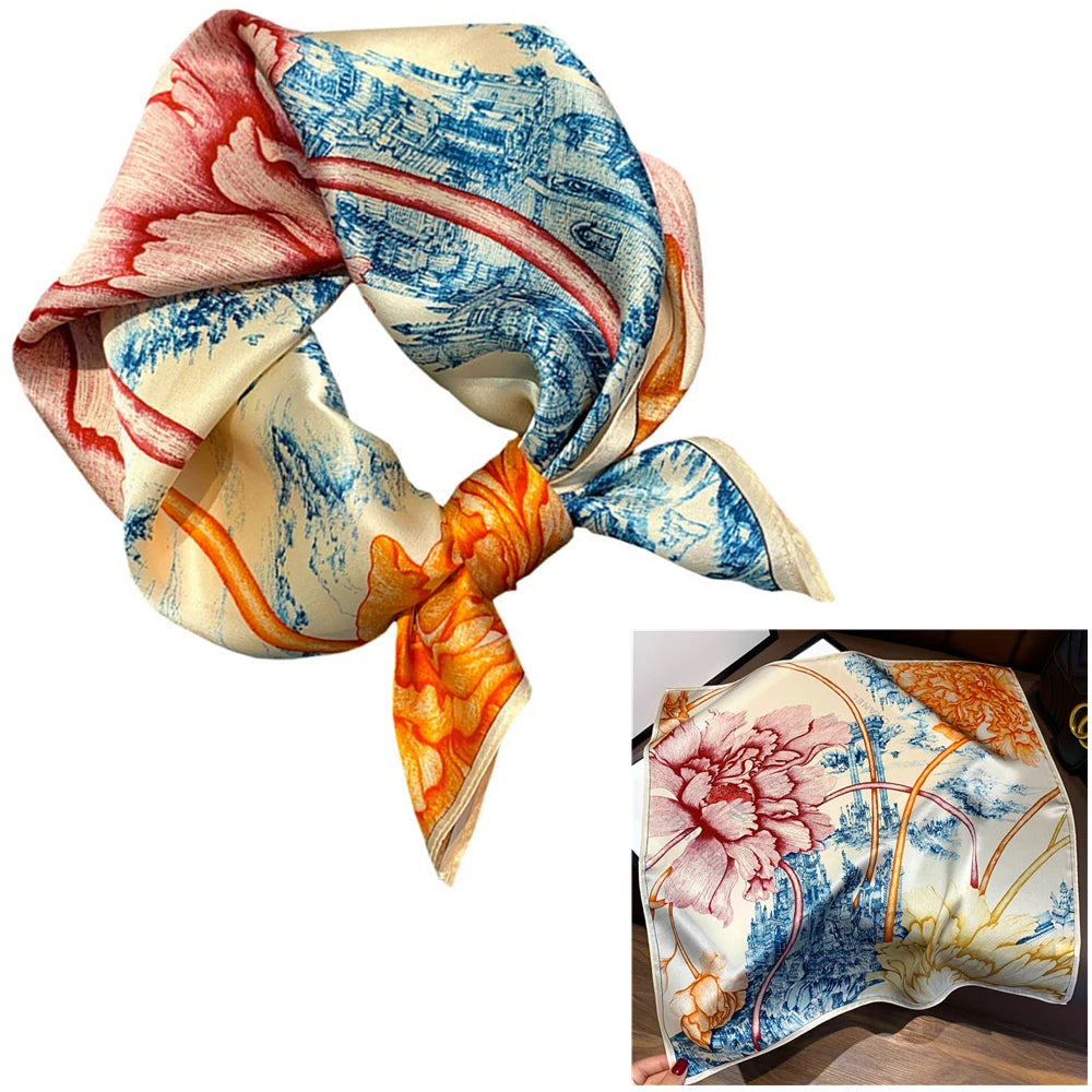 Foulard Carré Soie Mûrier 100% Floral 53cm Femme | MDN Store