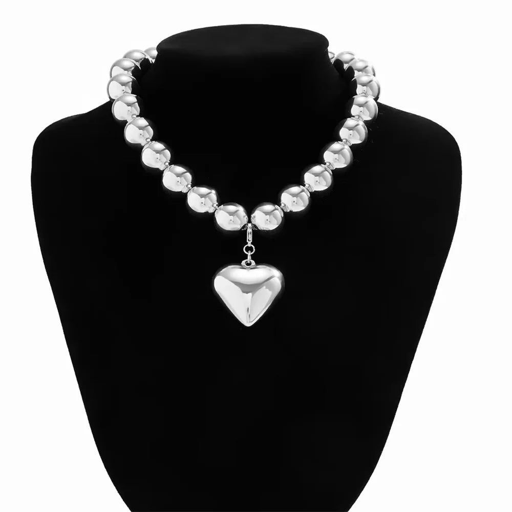 Collier Perles Cœur Doré Baroque Punk | MDN Store