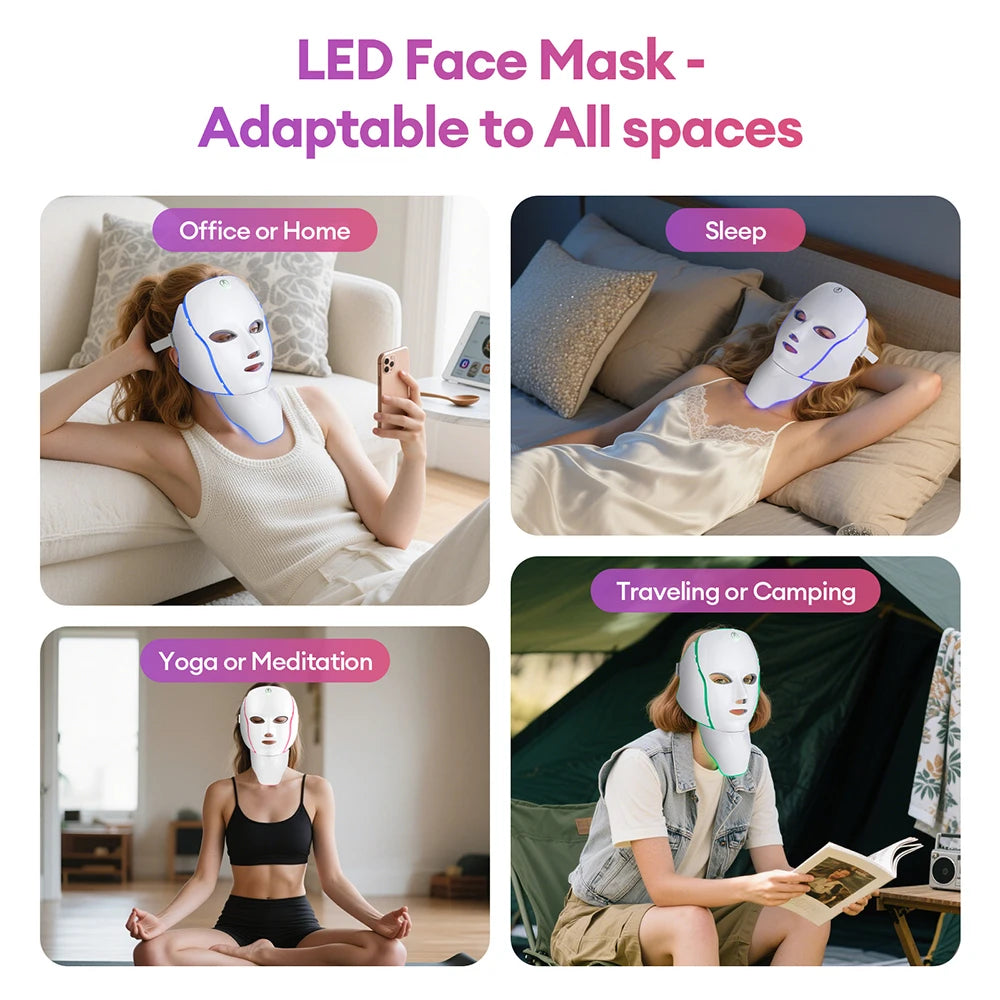 Masque LED Visage Cou 7 Couleurs Anti-Âge Raffermissant | MDN Store