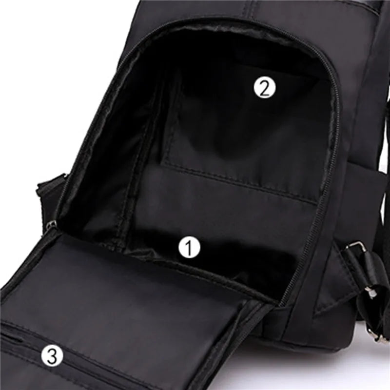 Sac à Dos Femme Nylon Casual Couleur Unie Bandoulière Détachable - MDN