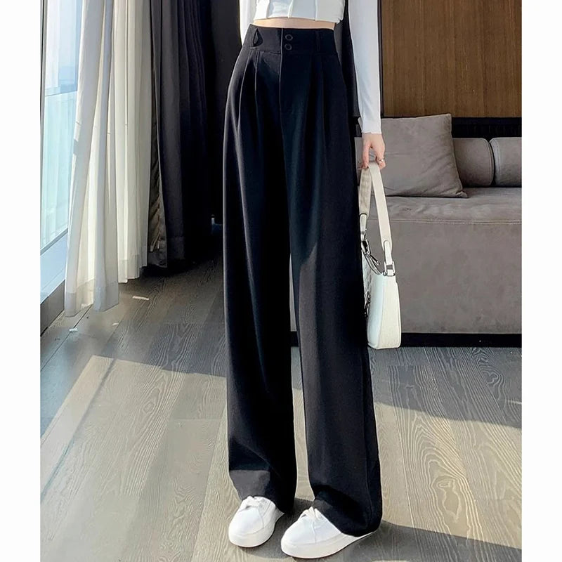 Pantalon Femme Taille Haute Droit Été Léger Costume | MDN Store