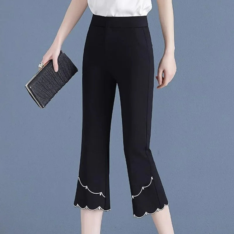 Pantalon Soie Glacée Évasé Taille Haute | MDN Store