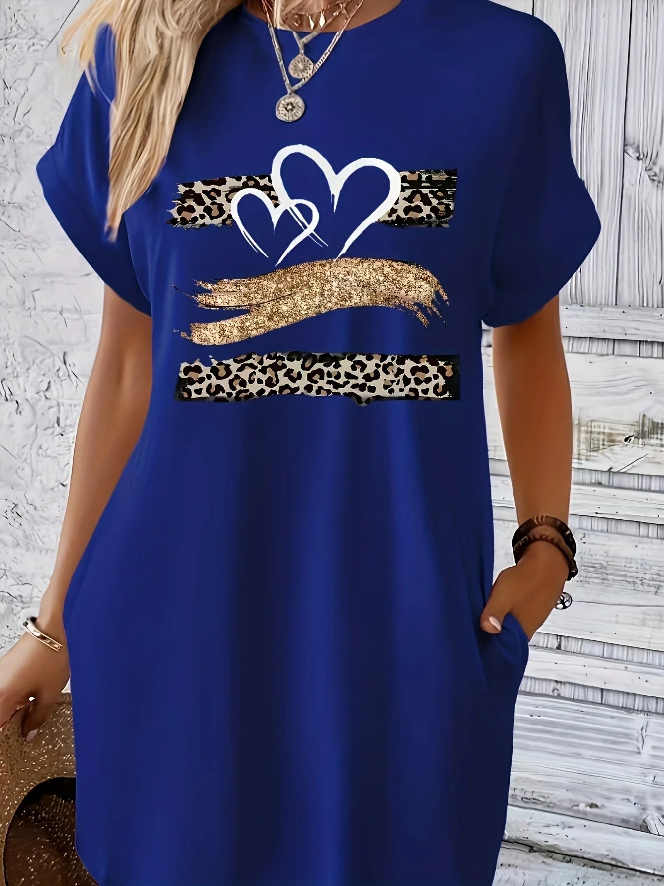 Robe T-Chemise Imprimee Coeur Manches Courtes | MDN Store