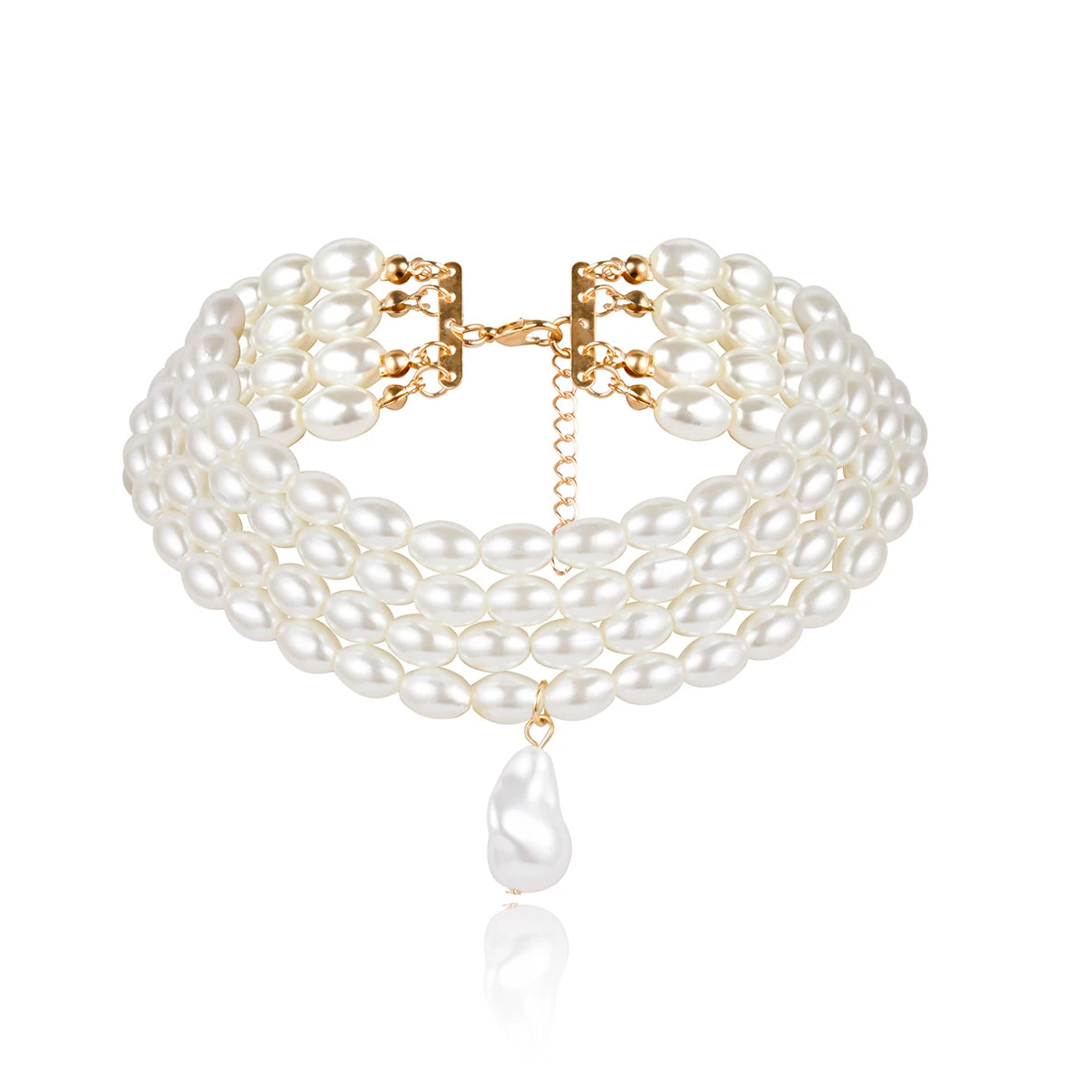 Collier Ras-de-Cou Perles Blanches Métal | MDN