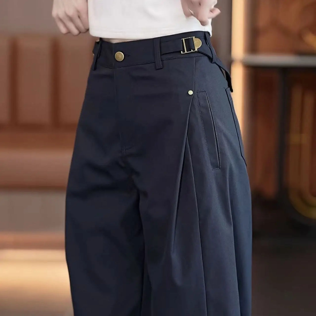 Pantalon large vert armée pour femme, nouvelle col - MDN Store 25