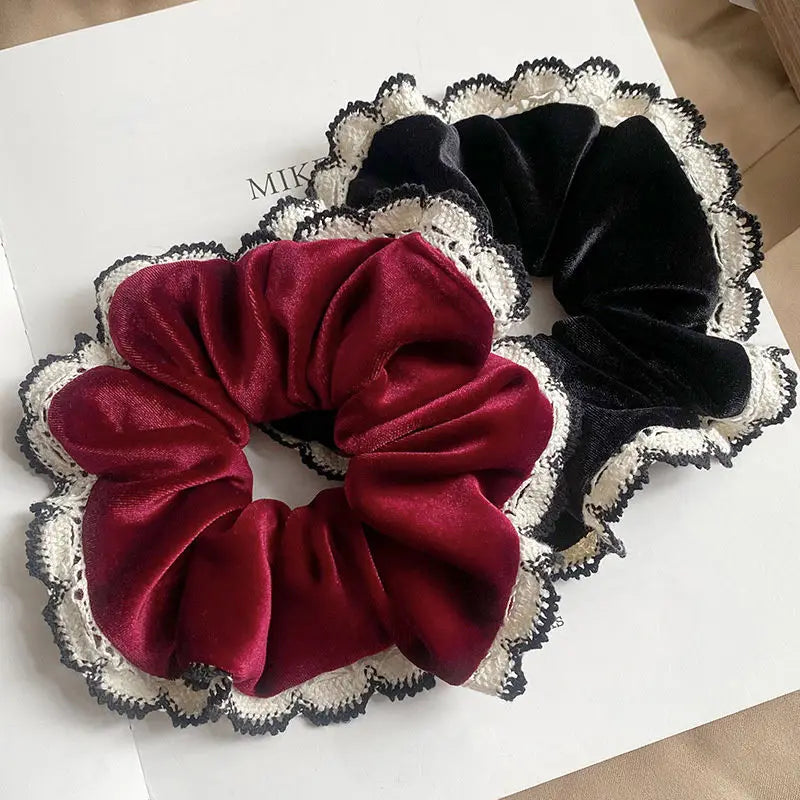 Chouchou Velours Rouge Bordeaux - Accessoire Cheveux Élégant | MDN Store