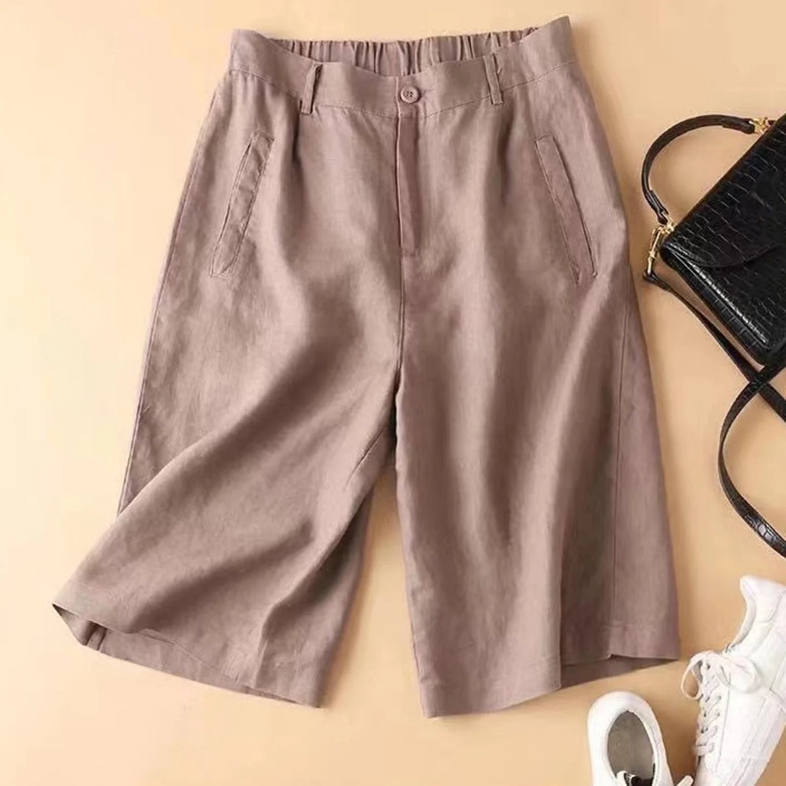 Short Femme Coton Lin Taille Moyenne Large | MDN Store