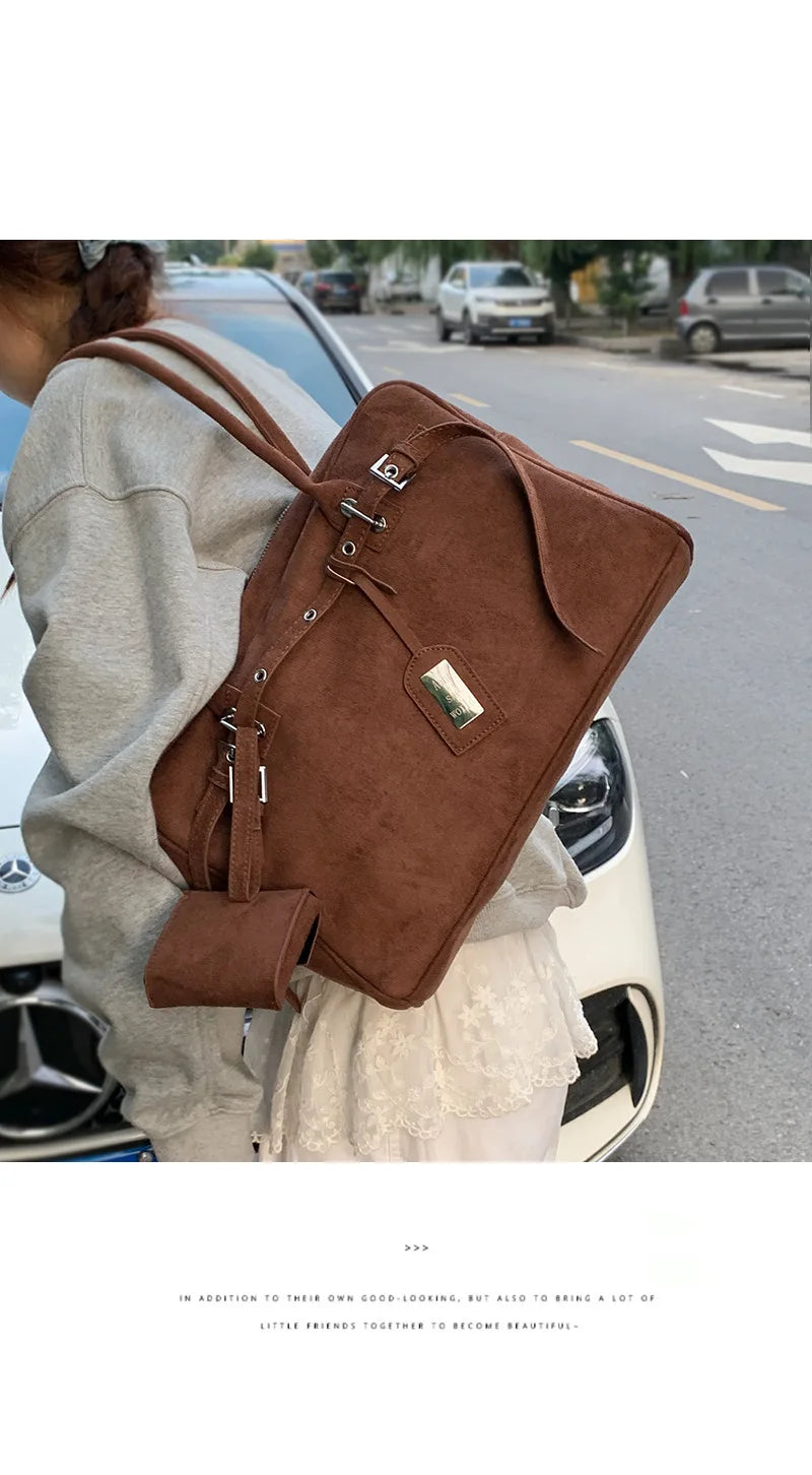 Sac à Main Femme Cuir Daim Vintage Grande Capacité Bureau - MDN
