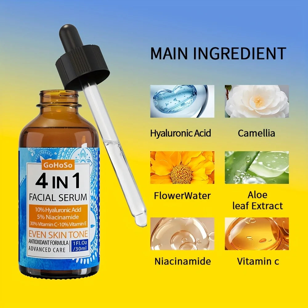 Sérum Visage 4 en 1 Acide Hyaluronique Niacinamide Vitamine C Anti-Rides | MDN Store