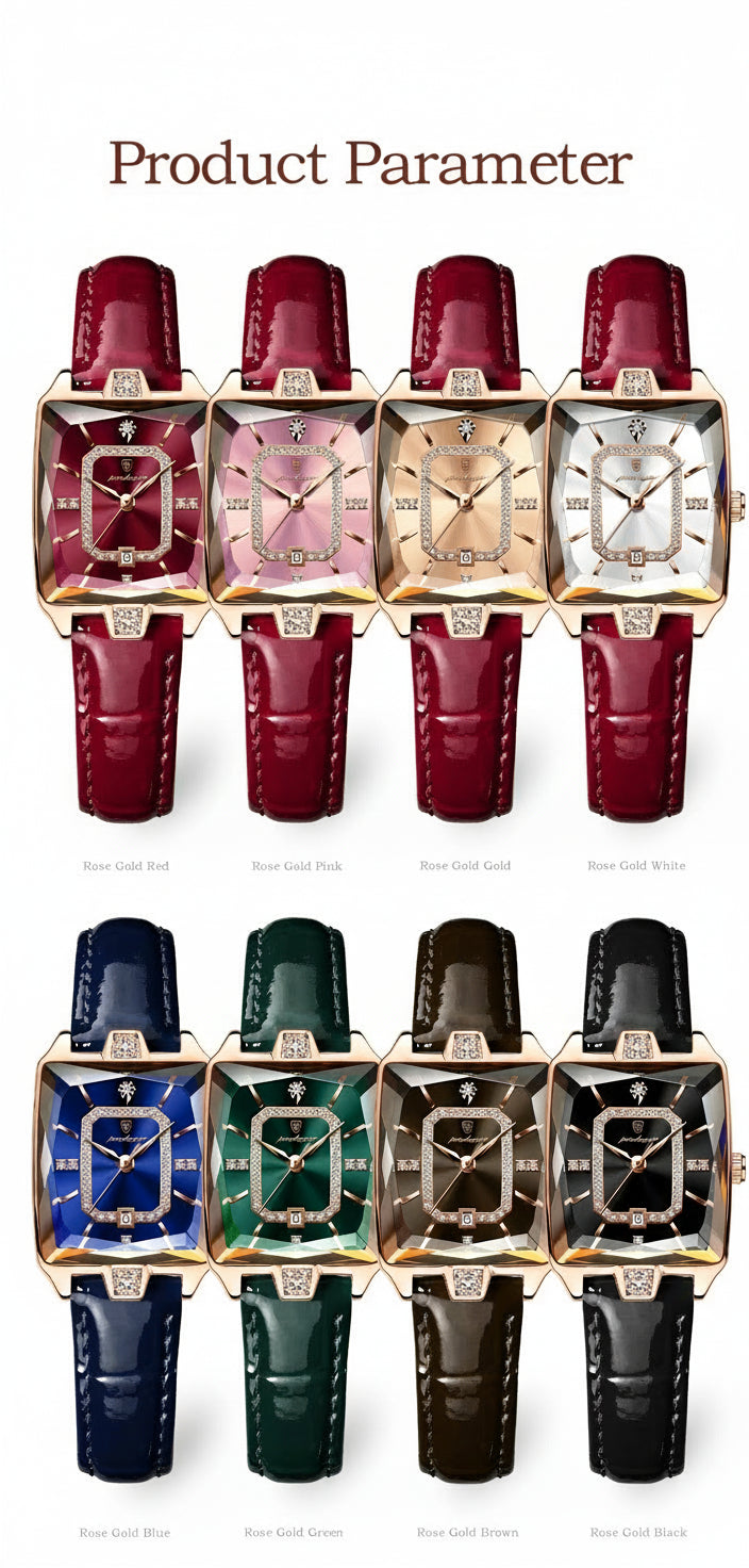 Montre Femme Rectangle Cuir POEDAGAR - Luxe Étanche Date Quartz Élégante Cadeau | MDN