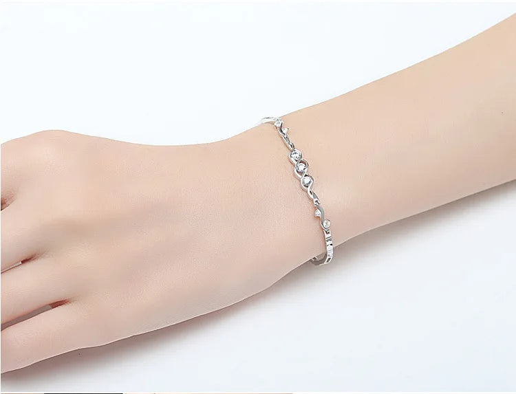 Bracelet Argent 925 Cœur Ange Zircon Violet Mariage | MDN
