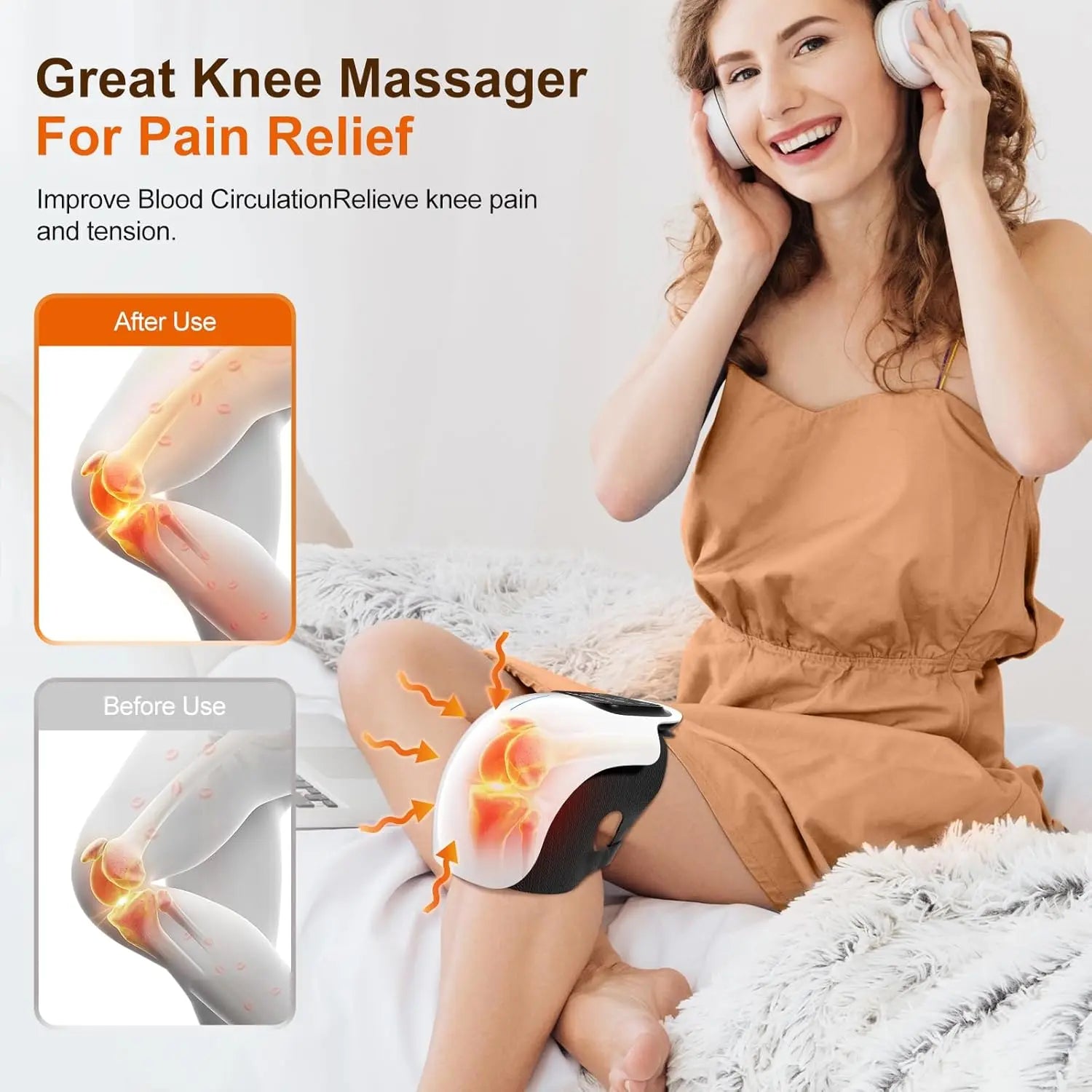 Masseur Genoux Sans Fil Infrarouge LED Thérapie Chaleur | MDN Store