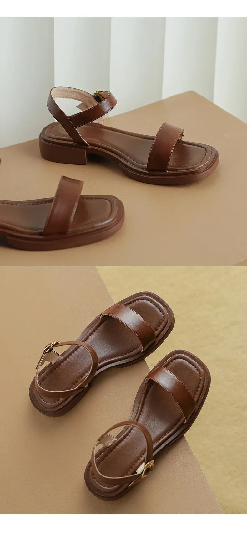 Sandales Cuir Talons Bas Confort Femme | MDN