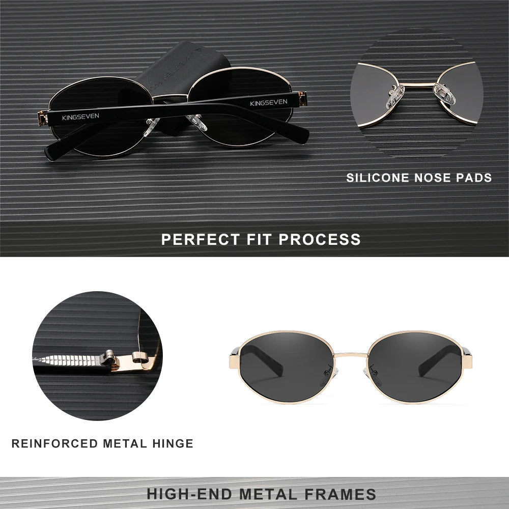 KINGSEVEN Lunettes de Soleil Rétro Ovale Polarisées UV400 Femme Luxe | MDN Store 25