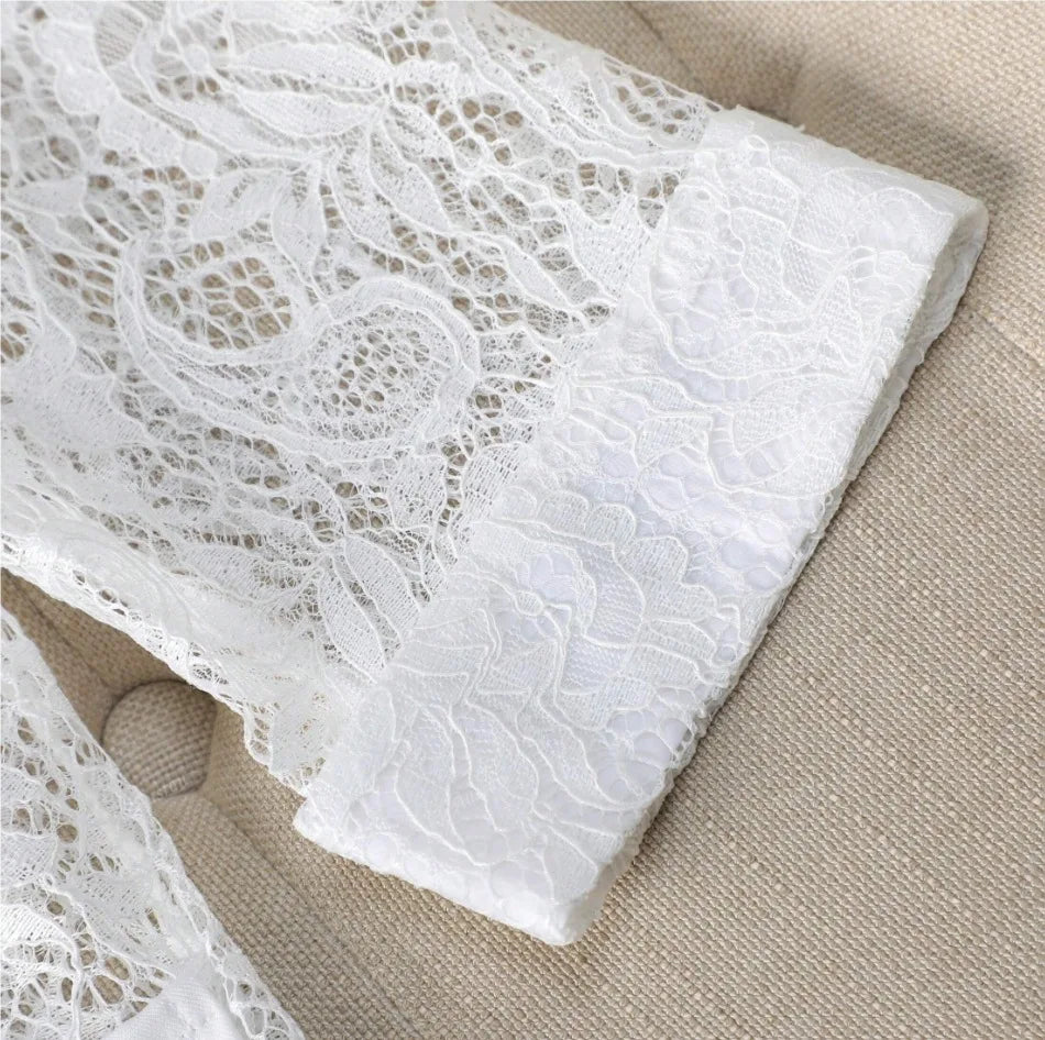 Veste Blanche Dentelle Col Polo | MDN Store