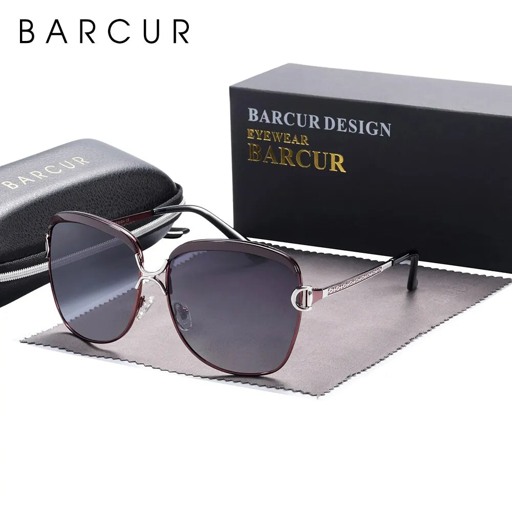 BARCUR Lunettes de Soleil Polarisées Femme Ovale Verres Dégradés UV400 Luxe | MDN Store 25