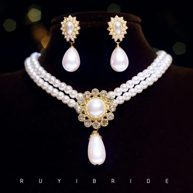 Parure Collier Boucles Perles Vintage | MDN Store