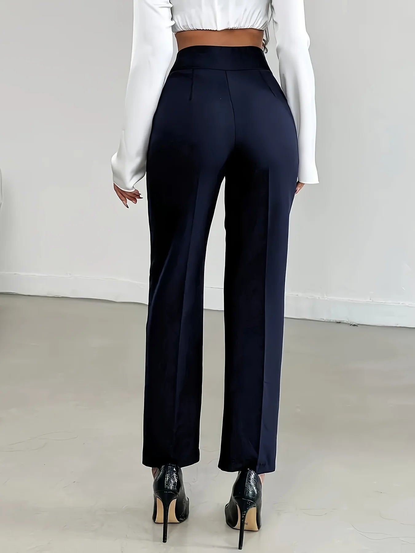 Pantalon Bureau Bleu Marine Taille Haute | MDN Store