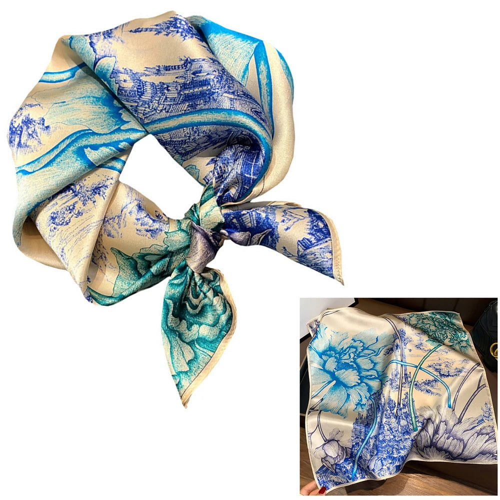 Foulard Carré Soie Mûrier 100% Floral 53cm Femme | MDN Store