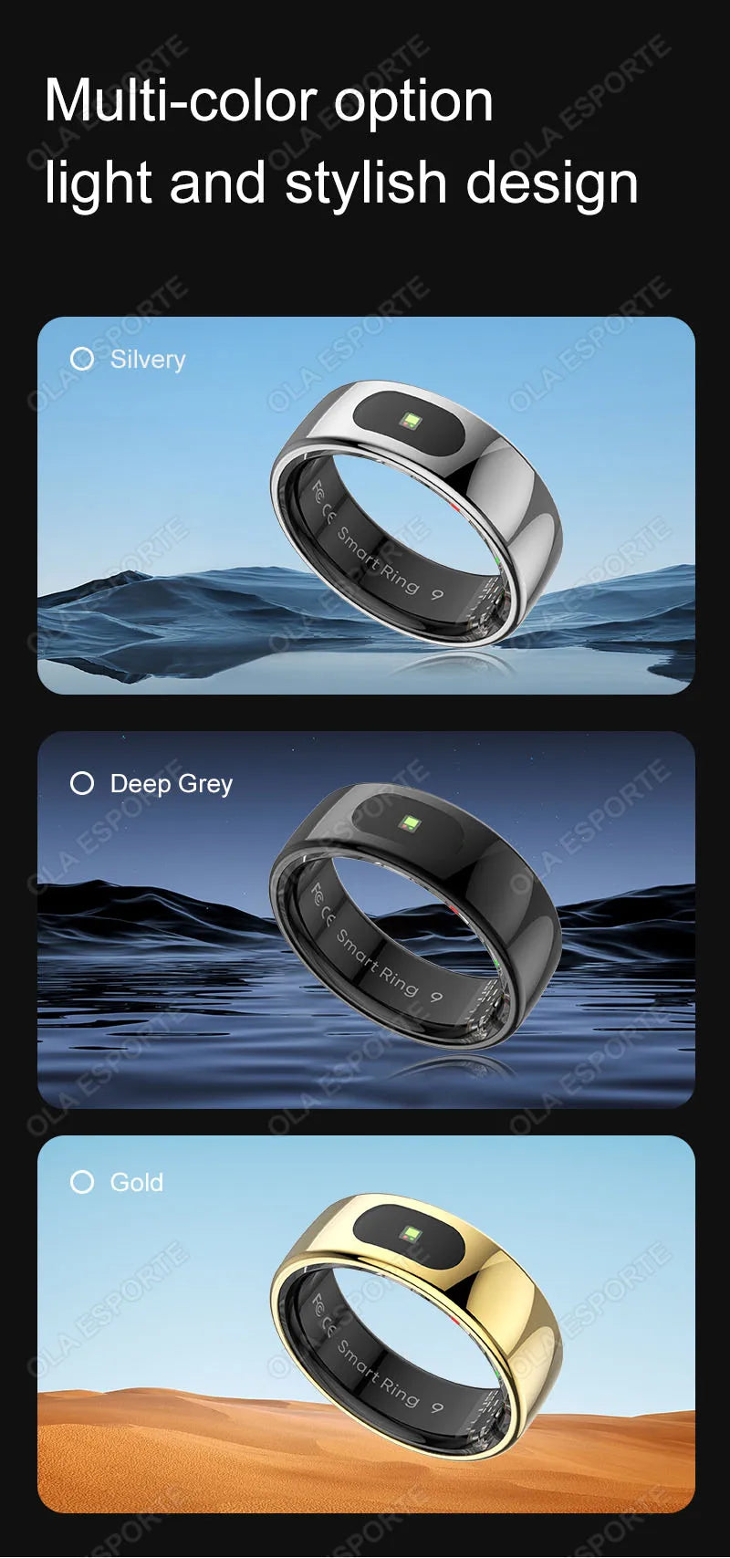 Bague Connectée Smart Ring Santé Température Étanche 5ATM | MDN Store