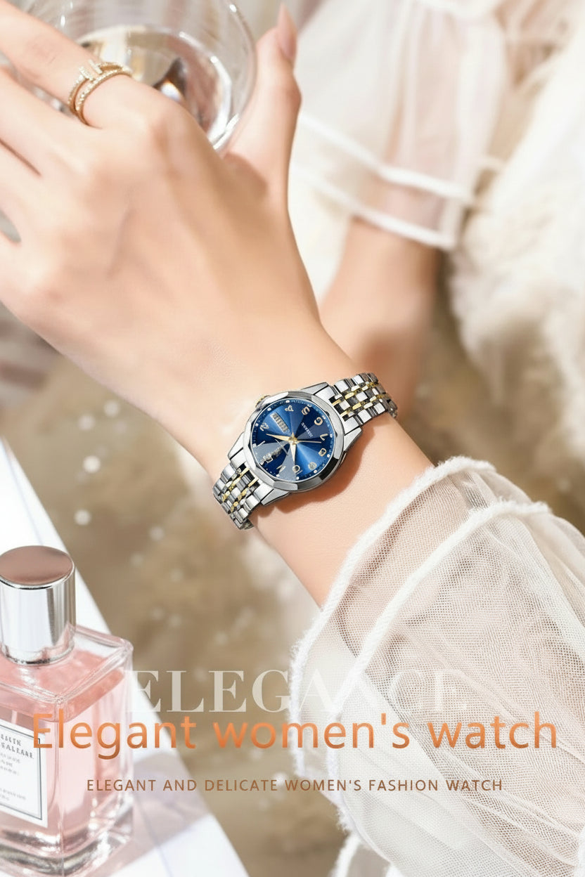 Montre Femme POEDAGAR Acier Inoxydable - Étanche Lumineuse Date Semaine Quartz | MDN