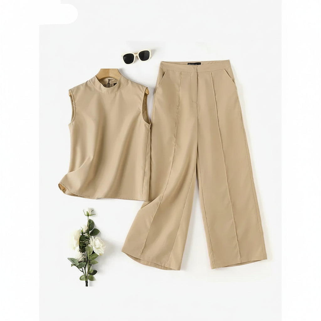 Ensemble Débardeur & Pantalon Large Minimaliste Kaki | MDN Store