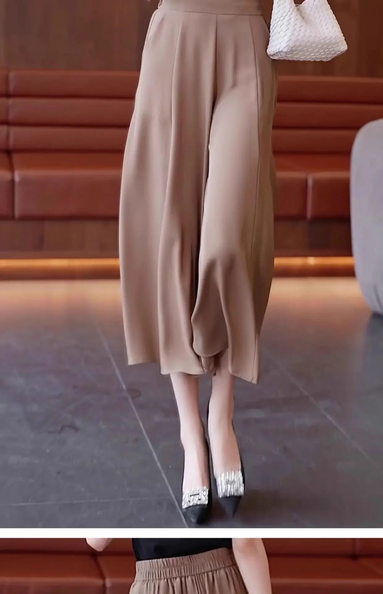Pantalon Femme Large Soie Glacée Taille Haute | MDN Store
