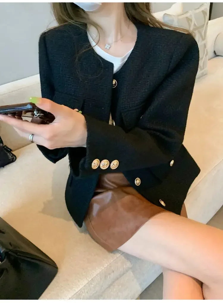 Veste Tweed Courte Boutons Dorés | MDN Store