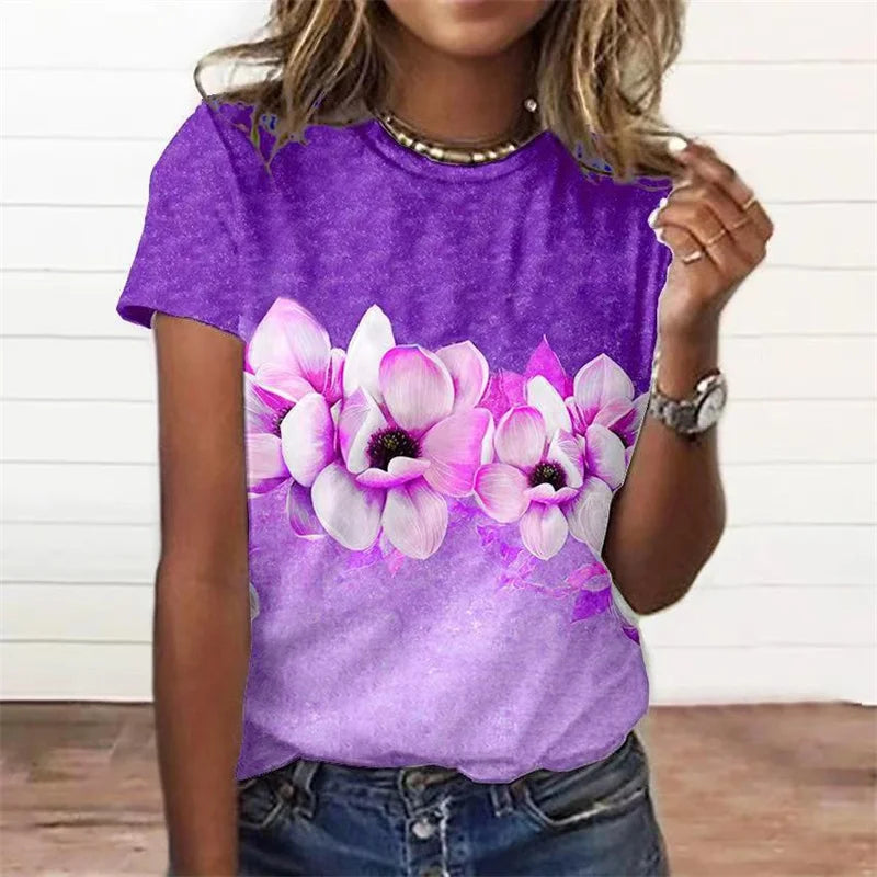 T-Chemise Fleurs Colorées 3D Oversize Femme | MDN Store