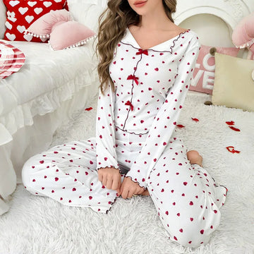 Pyjama Rouge Cœurs 2 Pièces | MDN Store