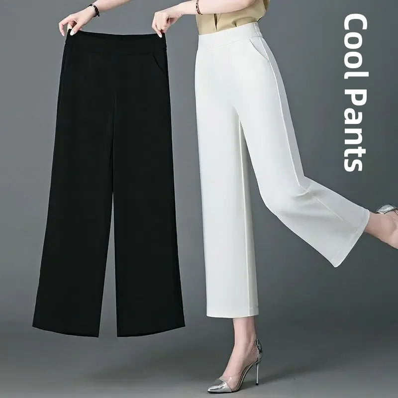 Pantalon Large Soie Glacée Blanc Femme | MDN Store
