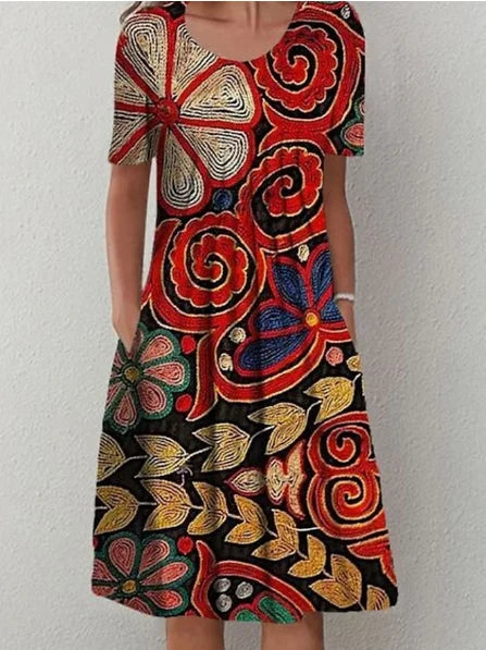 Robe Longue Femme Bohème Fleurie Volants Poches Été | MDN Store