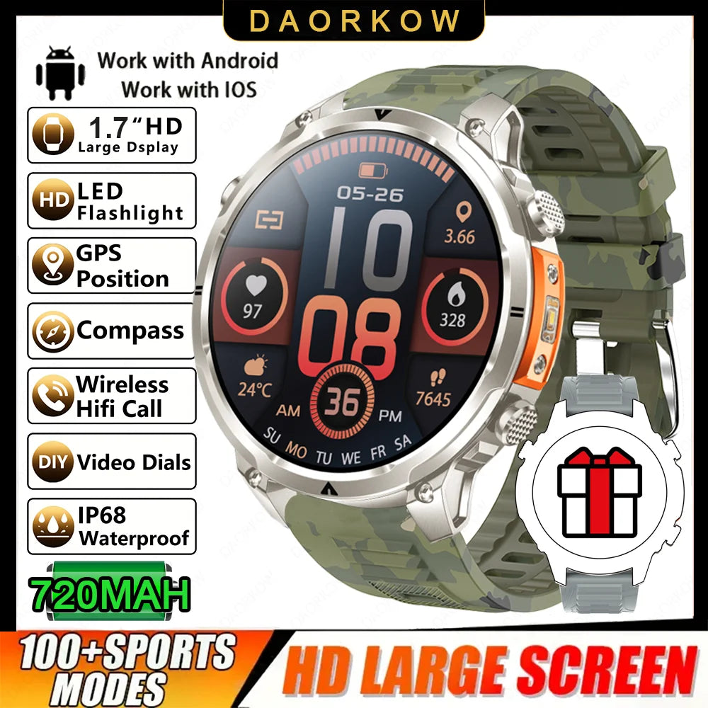 Montre GPS Militaire 1.7" 720mAh Lampe LED IP68 | MDN Store